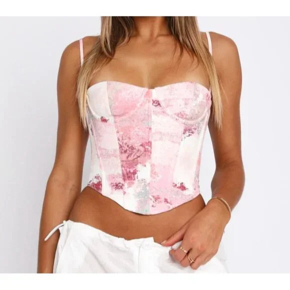 White Fox In the Morning Bustier Primrose Pink Medium Coquette Feminine - Picture 12 of 14